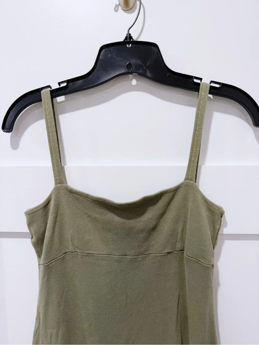 Halogen Square Neck Midi Dress in Olive